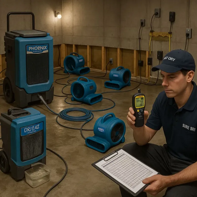 Structural Drying and Dehumidification process in New Franklin, OH
